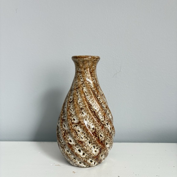 Handmade Other - Vintage Pottery Vase Brown Beige Mottled Handmade Rustic Speckled Neutral